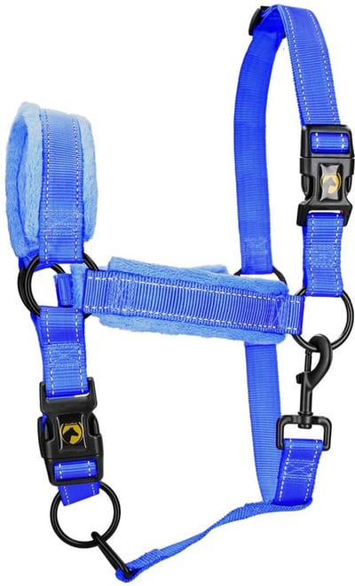 Excellent Horse Superior Essential Halster - L (Cob) - Reflecterend halster voor paard - Paardenhalster met fleece onderlegde neusriem - Geschikt voor paarden - Blauw