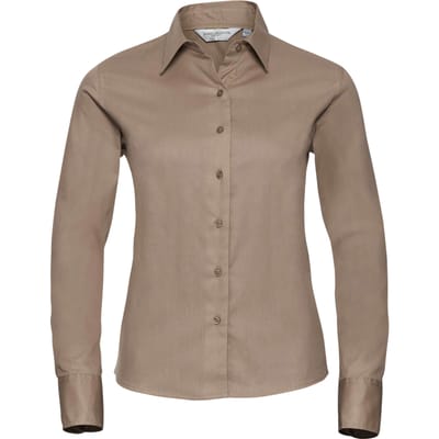 Russell Collectie Dames/Dames Lange Mouw Klassiek Twill Shirt (Khaki)