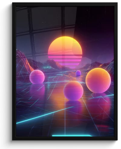 Poster in lijst - Fotolijst 60x80 cm - Posters - Landschap - Bergen - Bollen - Licht - Posterlijst zwart - Decoratie - Wanddecoratie woonkamer - Muurdecoratie slaapkamer