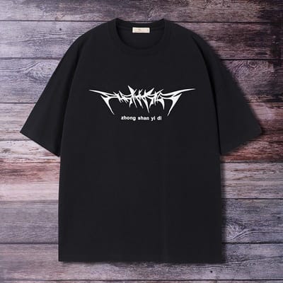 Trendy Merk Heren Schuim T-shirt Zomer Nieuwe Mode Eenvoudig Veelzijdig Korte Mouw Los Heren Ronde Hals Shirt 5XL black