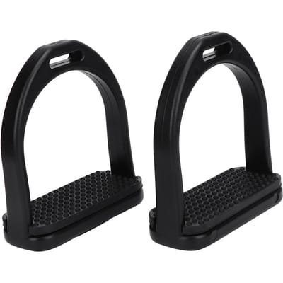 2 Paires d'Étriers en Plastique Haute Résistance avec Coussinet en Caoutchouc Noir Antidérapant Accessoires d'Outils pour Cheval(petit ) S