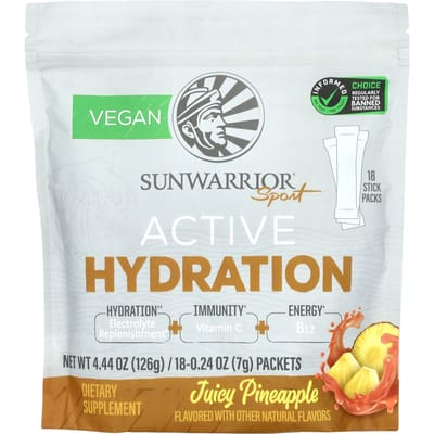 Sunwarrior Active Hydration Stick Packs (18x7g) Juicy Pineapple - Intra- & Post-Workout - Intra-Workout