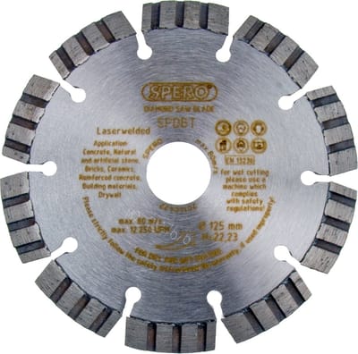 2x 125mm - asgat 22,23mm - Beton Diamant zaagblad PRO - geschikt voor harde steensoorten SPERO
