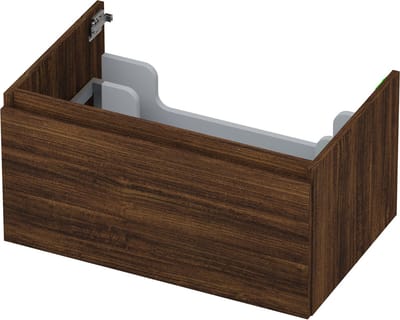 INK wastafelonderkast 1 lade greeploos met houten keerlijst 70x45x35cm, koper eiken