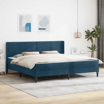 vidaXL - Bedframe - met - matras - met - hoofdeinde - Blauw - 200 - x - 200 - cm - Fluweel