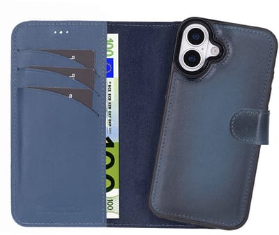 Pulledro geschikt voor iPhone 17 Uitneembare Lederen BookCase - MagSafe - RFID - Midnight Blue