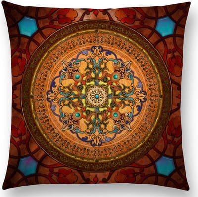 Mandala kussenhoes 45x45 cm - Fluweelzacht - DUBBELZIJDIG BEDRUKT - Rood/Oranje