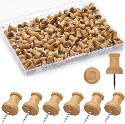 120 Stuks Houten Push Pins voor Prikborden - Duurzame Kaartkopspijkers voor Ambachtelijke Projecten