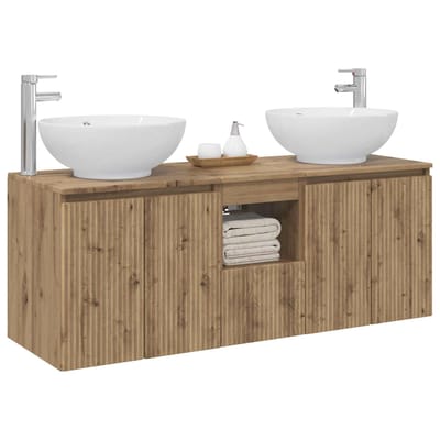vidaXL - Badkamerkast - set - 3 - st - Artisanaal - eiken - 129 - x - 44,5 - x - 80 - cm
