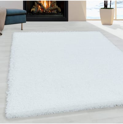 Shaggy design vloerkleed voor de woonkamer, zachte pool, monochroom wit 80x150 cm