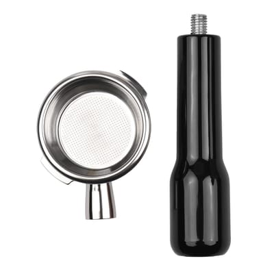 Porte-filtre nu sans fond 58 mm 2 oreilles en acier inoxydable Manche de café en plastique Tasse Panier-filtre pour GAGGIA CLASSIC Plastic material noir