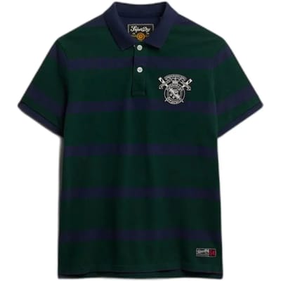 Superdry Crest Stripe Korte Mouw Poloshirt Groen S Man