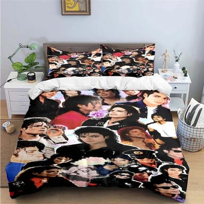 Exquise Mode M-Michael-Jackson Beddengoedset met Print Dekbedovertrek Dekbed Bed Jeugd Kinderen Meisje Jongens Verjaardagscadeau 200X230cm-3pcs