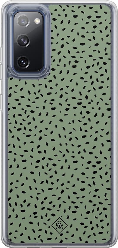Casimoda® hoesje - Geschikt voor Samsung Galaxy S20 FE - Green Confetti - 2-in-1 case - Schokbestendig - Illustratie - Verhoogde randen - Mint, Transparant