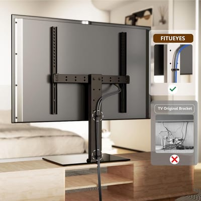 Tv-standaard voor 27-55 Inch TV - In Hoogte Verstelbaar - 8mm Glazen Voet - Max VESA 400x400mm - 40kg Belastbaarheid. tv standaard verrijdbaar