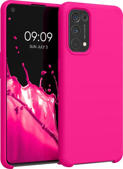 kwmobile telefoonhoesje geschikt voor Oppo Find X3 Lite - Hoesje met siliconen coating - Smartphone case in neon roze