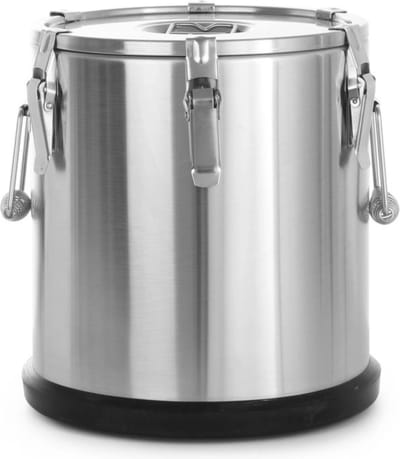 HENDI Geïsoleerde transportcontainer – 20L – roestvrij staal – ergonomische handgrepen – stapelbaar – ⌀330x(H)360mm