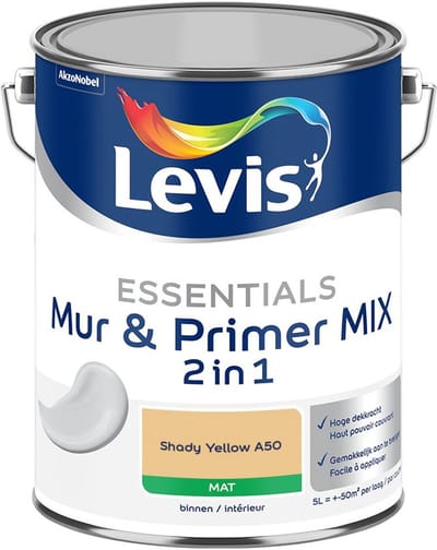 Levis - Essentials Mur & Primer Mix - Shady Yellow A50 - Mengverf - 5 L