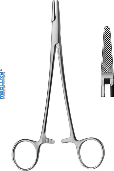 Medluxy - Naaldhouder Mayo-Hegar - 14cm - Recht - M-0194 (Verpleegkunde, EHBO, Klemschaar, Klemtang, Needle Holder Forceps, Naaldvoerder)