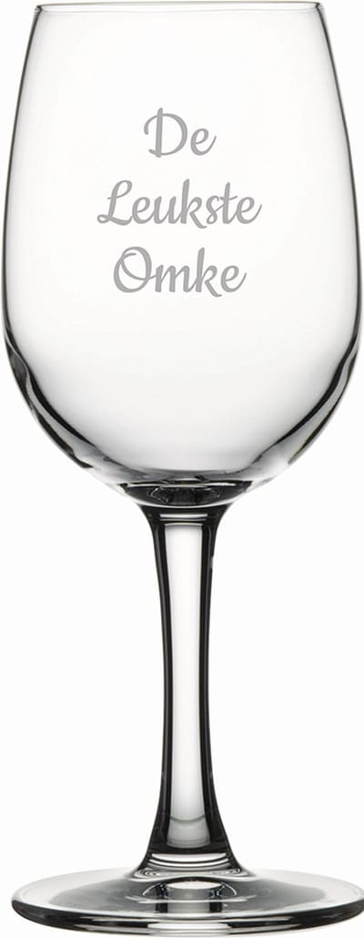 Gegraveerde witte wijnglas 26cl De Leukste Omke