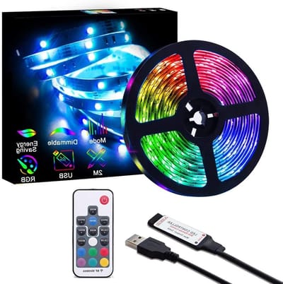 Verstelbare USB LED TV Achterverlichting met 20 Kleuren en 22 Dynamische Modussen voor HDTV en PC Monitor, Inclusief RF Afstandsbediening en 2 Meter Lengte