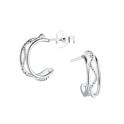 Joy|S - Zilveren oorbellen - oorringen stud - 12 mm / 5 mm - wave twisted