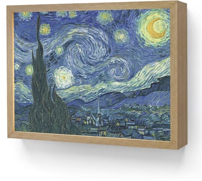 Wandlamp 40x30 cm - Oplaadbaar - Sterrennacht - Schilderij - Oude meesters - Vincent van Gogh - Wandlampen binnen woonkamer - Slaapkamer lamp - Decoratieve nachtlamp - Vloerlamp draadloos