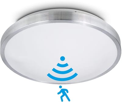 Kwazar Luminaire ronde plafondlamp met sensor plafondlamp 2 x E27 ganglamp zilver verlichting Ø 33 cm Romi