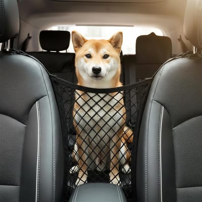 Hondenhekje Auto - Reis Barrière - Veilig Reizen - Intrekbaar Net - 30 x 25 cm - Zwart