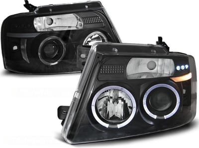 Koplampen dual halo rims FORD F150 MK 11 04-08 ANGEL EYES ZWART