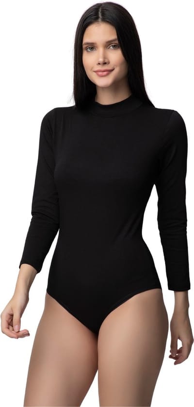Bodysuit Met Haak en Lange Mouwen-Ondergoed Voor Dames-Zwart-M