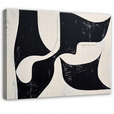 WALLARENA - Schilderij op canvas - 100x70 cm - abstract zwart beige grijs - Geschikt voor slaapkamer en woonkamer