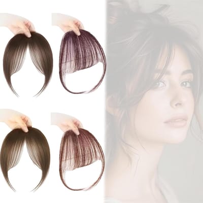 Bangs Haarstuk Clip-in voor Vrouwen en Meisjes - 4 Stuks Donker/Licht Bruin voor Dagelijks Gebruik, Mode en Haarstyling