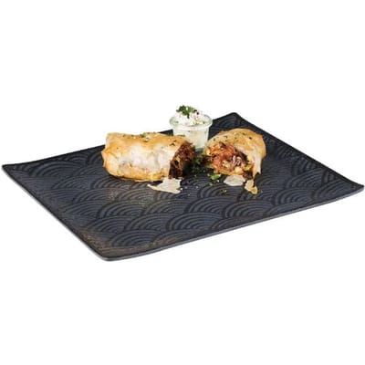 GGM Gastro (6 Stück) GN-Tablett 1/2 - DARK WAVE - Melamin - Höhe: 20mm - Schwarz