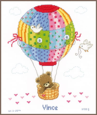 Vervaco - Telpakket kit - Geboorte - Ballonvaart - PN-0147916 - Borduren - Borduurpakket - Borduurpakket geboorte - Borduurpakket volwassenen