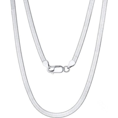 925 Sterling Zilveren Ketting 4mm Bladschakel Slangenbot Ketting 45cm/50cm/60cm Ketting Sieraden Cadeau 50cm white