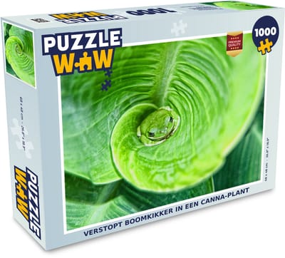 Puzzel Verstopt boomkikker in een canna-plant - Legpuzzel - Puzzel 1000 stukjes volwassenen