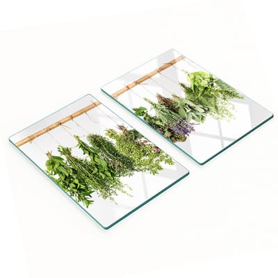 Decoratieve snijplankjes van gehard glas voor kruiden, aan een touwtje, 2x40x52 cm