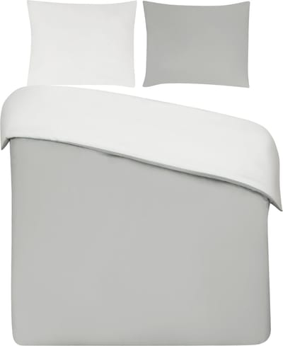 DoubleDry Dekbedovertrek 100% Percal Katoen - Eenpersoons 140x200/220 cm + 1 Kussensloop - Zacht, Ademend en Huidvriendelijk - Lichtgrijs/Wit