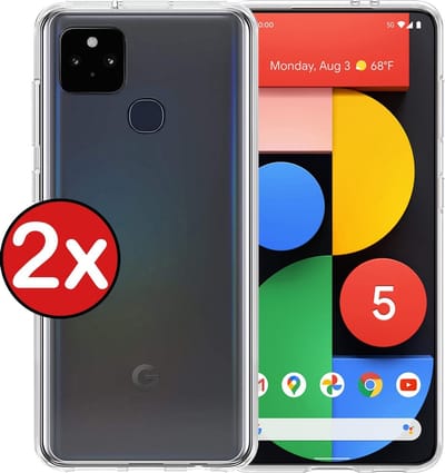 Hoesje - 2 Stuks - Geschikt voor Google Pixel 5 - Sterk & Shockproof - Telefoonhoes - Back Cover - Case Siliconen - Telefoon Hoes - Transparant