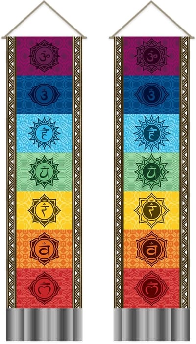 Dailygoods- Wandtapijt Kleurrijk - Yoga-Chakra Wandtapijt - Muurdecoratie - Kunst - Huisdecoratie - 33 x 130 cm - Muurtapijt