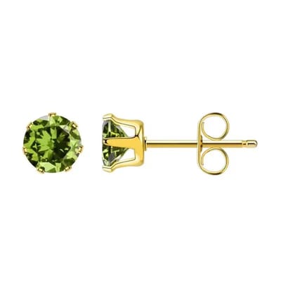 Aramat Jewels | Oorbellen | RVS zirkonia Oorbellen Olijf Groen | Goudkleur / 4 mm | | | Staal | Kinderen, Volwassenen | Verkleurd niet