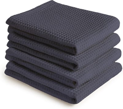 X-Large 70 x 45 cm (4 stuks set) Zeer absorberende Waffle Cloth Teaatowel voor Reiniging & Sneldroging van Borden & Glazen Katoen - Grey - Dish Towels