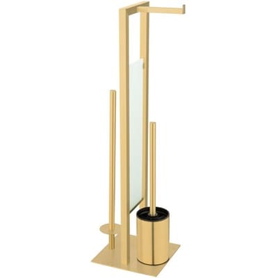 WENKO Toiletbutler Rivalta RVS mat goud - Toiletborstel met houder, Toiletrolhouder en Reserverolhouder vrijstaand