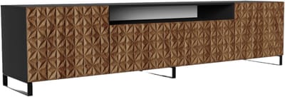 TV-kast Cali III, woonwand, lowboard, tv-standaard, woonwand, woonkamer, tv-meubel, woonkamermeubels, televisie, highboard, TV-kast, tv-lowboard, 200 cm, 3 deuren, zwart, bruin