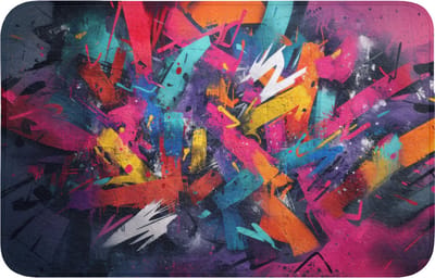 Badmat 80x50 cm - Antislip - Abstract - Explosie - Neonkleuren - Badmatten voor badkamer - Badkamermat - Douchemat - Badkamer mat