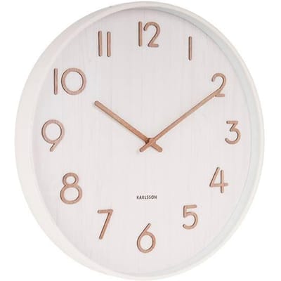 Karlsson Wandklok Pure - Wit lindehout - Large - Ø60cm - Scandinavisch