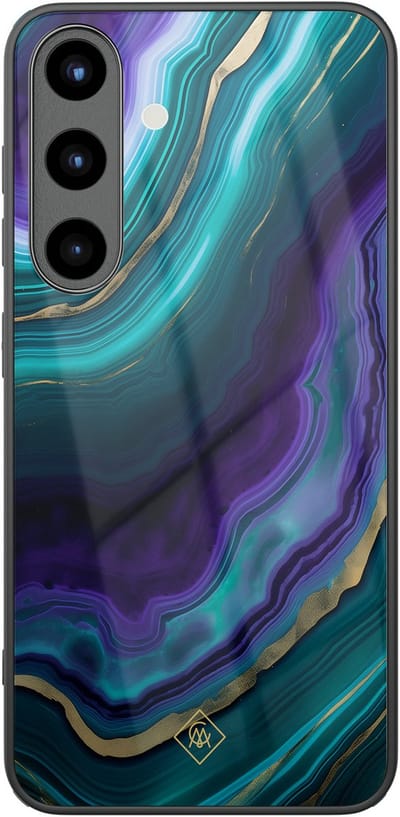 Casimoda® hoesje - Geschikt voor Samsung Galaxy S25 - Smaragd Paars Groen - Luxe Hard Case Zwart - Backcover telefoonhoesje - Paars
