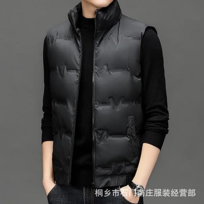 Herfst en Winter Nieuw Witte Eendendons Vest Mannen Thermisch Vest Licht Casual Staande Kraag Vest Kort Dons Vest 5XL black