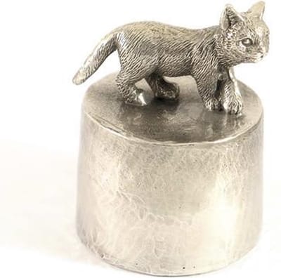 Poes 2 staand Zilvertin - Katten Asbeeld Dieren Urn Voor Uw Geliefde Poes Kat